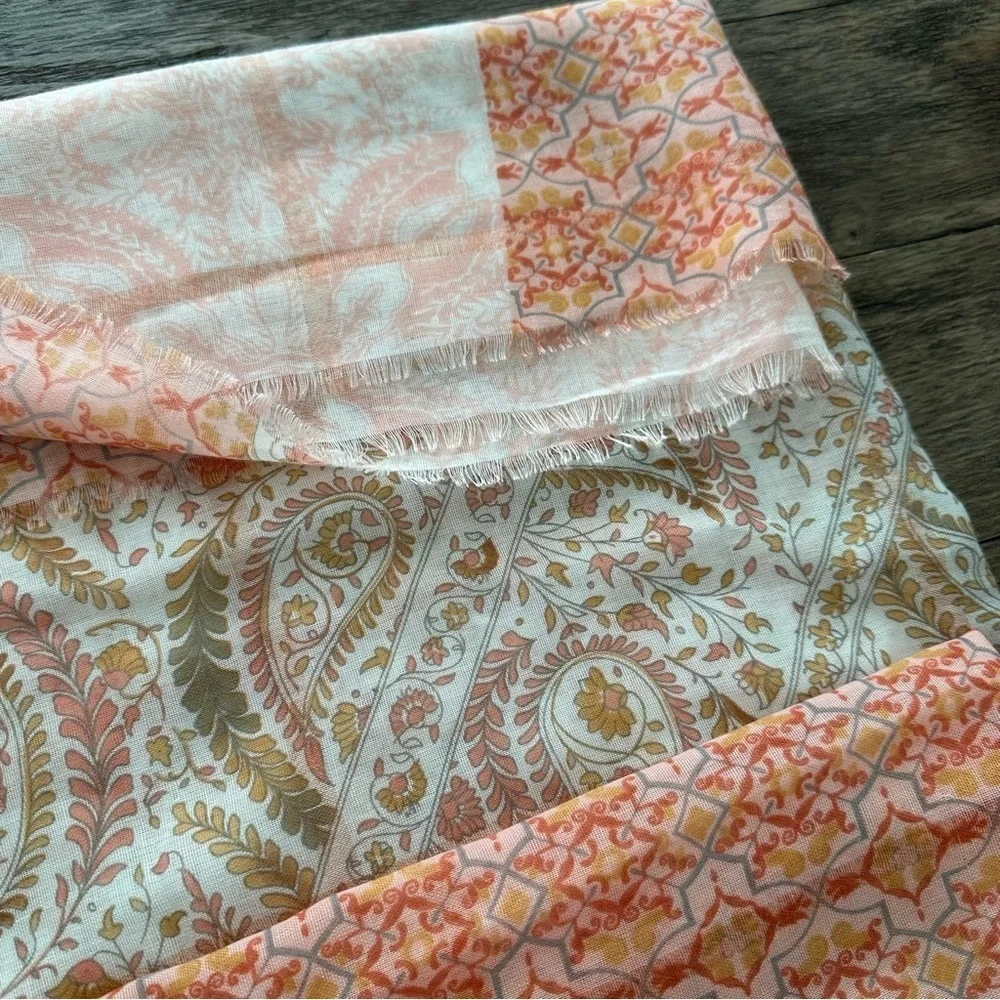 NWT New‎ Directions Lightweight Peach Multi Pattern Spring Scarf Cottagecore New